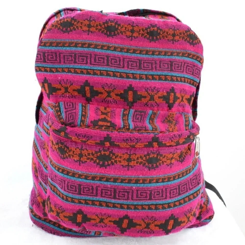 Mexican Blanket Multicolor Woven Backpack Hippie Boho Bag Fiesta Festival Nice!